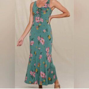 Toad & Co Verona Sleeveless Midi Dress Ruched Floral Tencel Bamboo